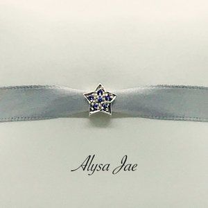 Star Purple CZ Accented European Bead, Sterling